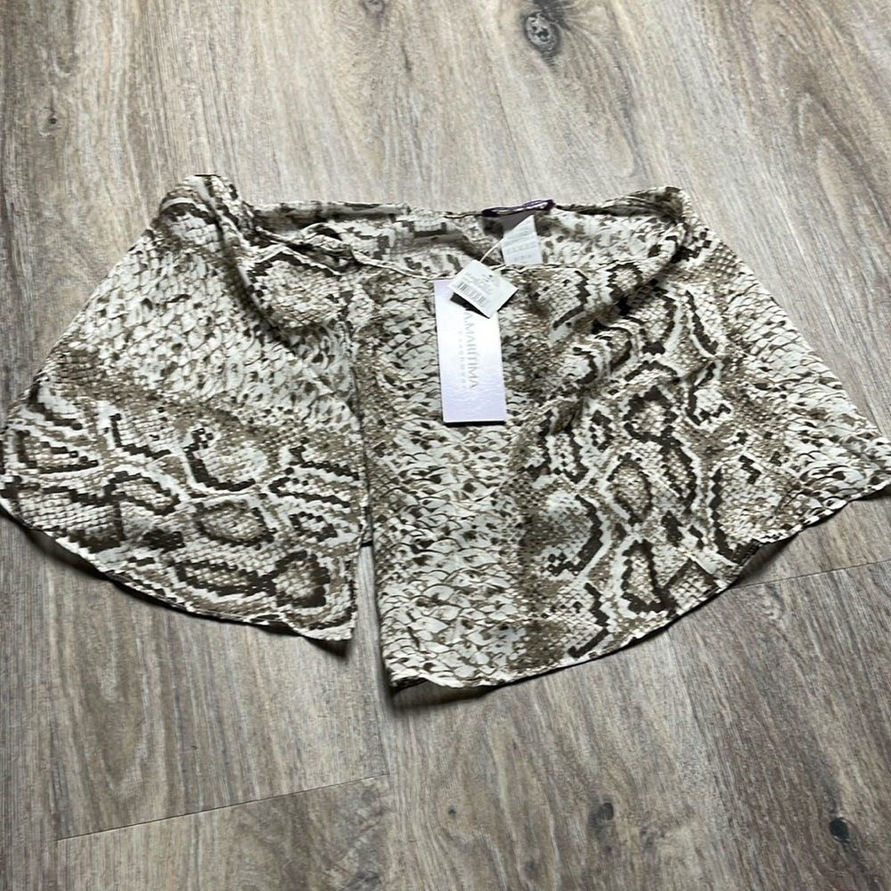 Swim Cover Up Wrap Skirt in Snake-print Size Small